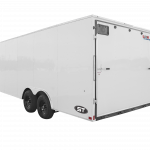 LOOK Trailers | Trailer Models | ST DLX Car Hauler Trailer | Good Model image of back left of a white trailer with a rear fold down door | Image 4