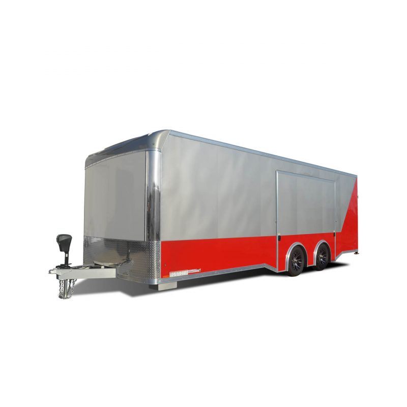 Look Trailers | Blog Post | Featured Image | LXT - Auto Hauler - Cargo Trailer - Escape Door - Silver - Red - LOOK Trailers